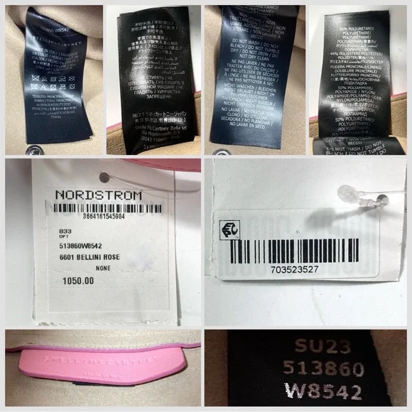 Stella McCartney Perforated Logo Faux Leather Medium Satchel Bag Pink NEW - Picture 17 of 17